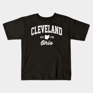 Cleveland Ohio Vintage Athletic Sports Distressed Kids T-Shirt